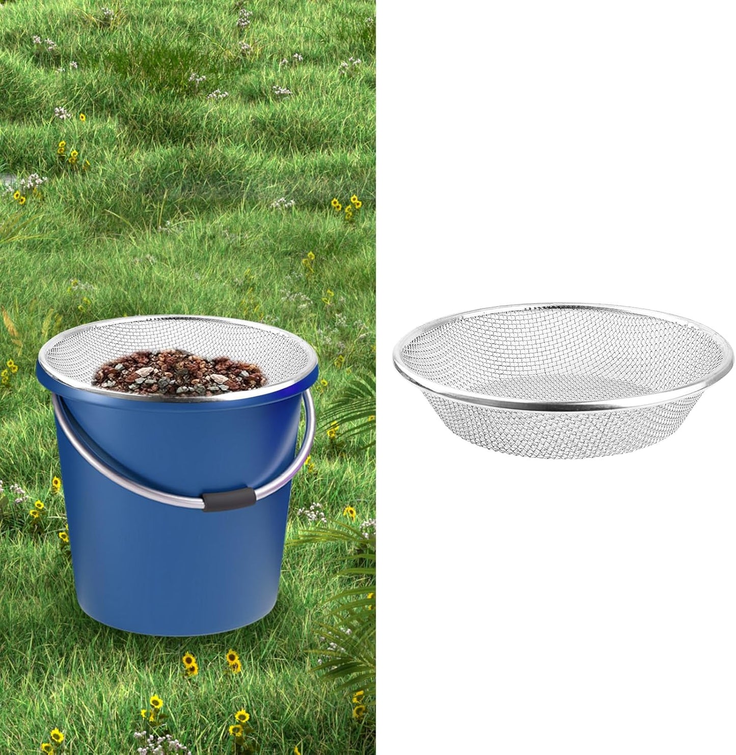 Soil, Sand, and Compost Sifter for Gardening – Sieve for Rocks, Dirt, and Organic Material – Fits 5-Gallon Buckets-1/4 in Aperture