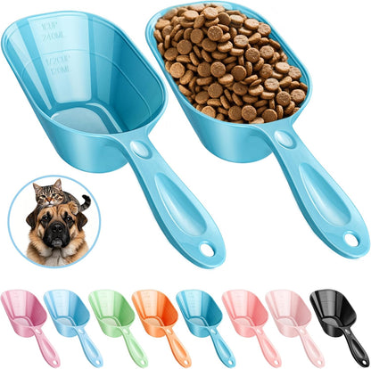 Food Scoop With Measuring Lines 2 Pack Black For Dog, Cat, Puppy, Coffee Bean, Flour Scoop, Ice