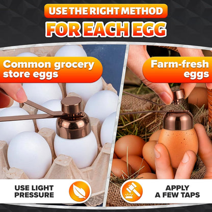 Egg Cracker Tool for Raw Eggs — Egg Shell Opener for Soft-Boiled Shell Tops, Stainless Steel Topper with Ergonomic Adjustable Effort — Clean Cut Design for Breakfast Prep, Custards, & Baking (Silver)