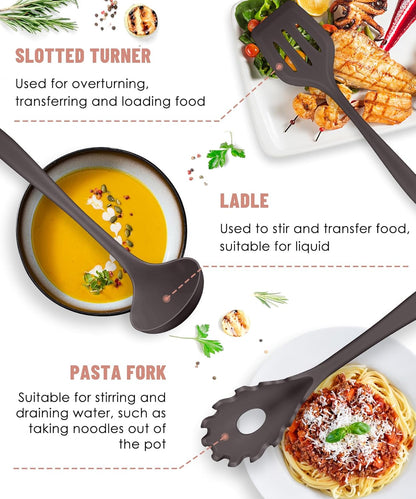Kitchen Utensils Set-12 Pieces Silicone Cooking Utensils Set (Dishwasher Safe) 392°F Heat Resistant Spatula Set,Kitchen Utensil Set for Nonstick Cookware,Best Kitchen Tools with Holder