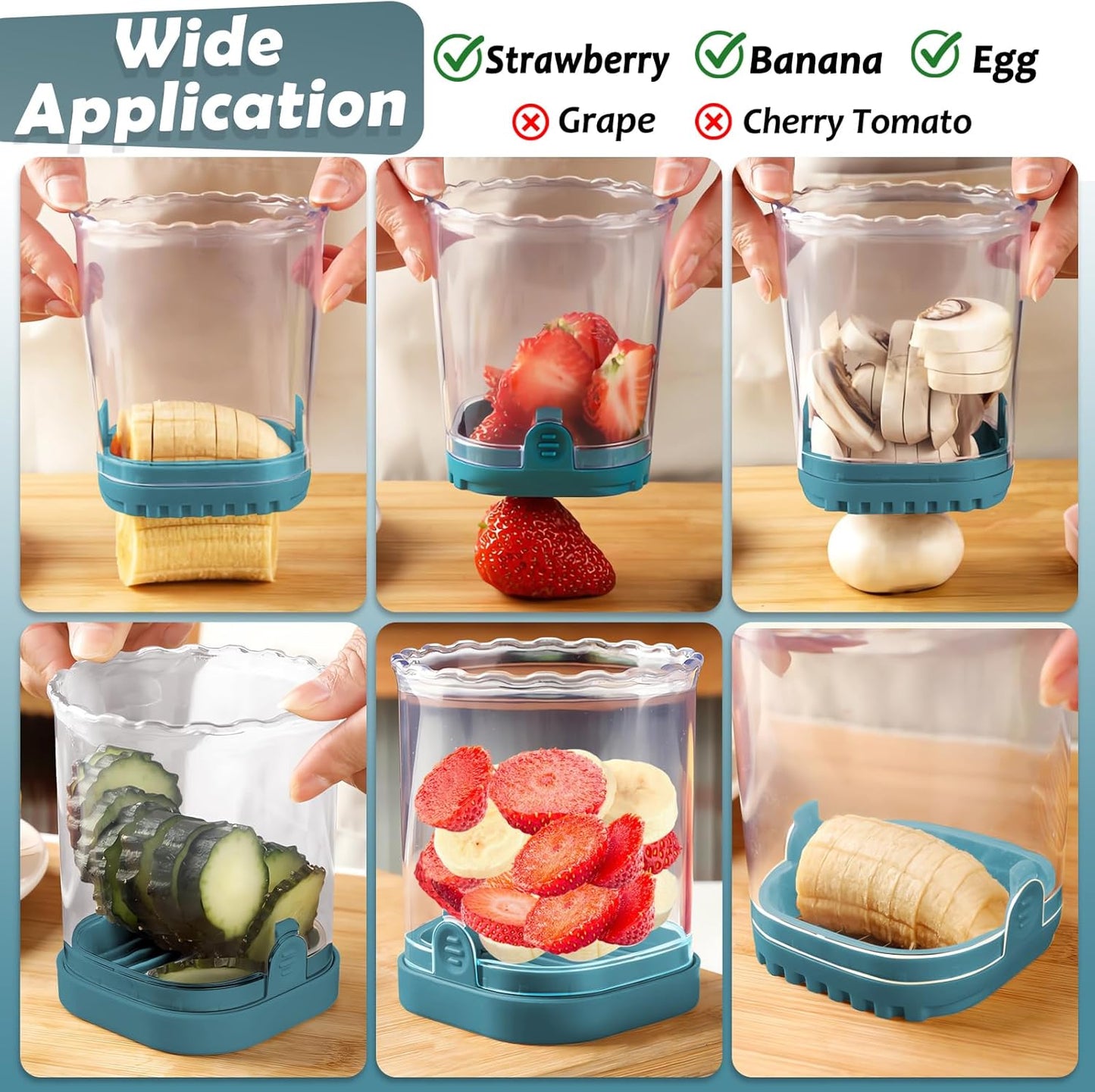 Creative Strawberry & Fruit Slicer - Detachable Cutter with Push Plate (Black)
