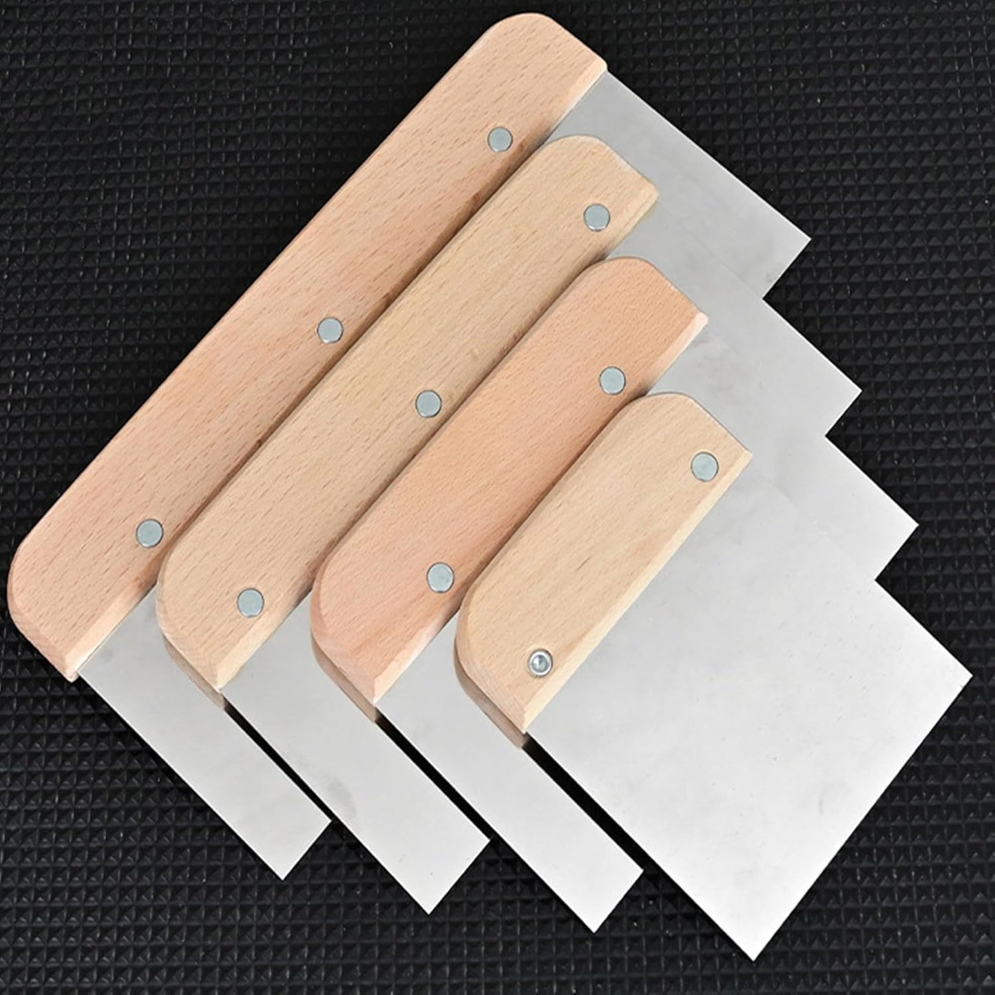 4pc wooden handle stainless steel Bench dough scraper set size 4 "6" 8 "10", baking scraper, cutting tool, scraper putty knife