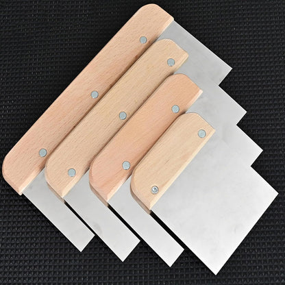 4pc wooden handle stainless steel Bench dough scraper set size 4 "6" 8 "10", baking scraper, cutting tool, scraper putty knife