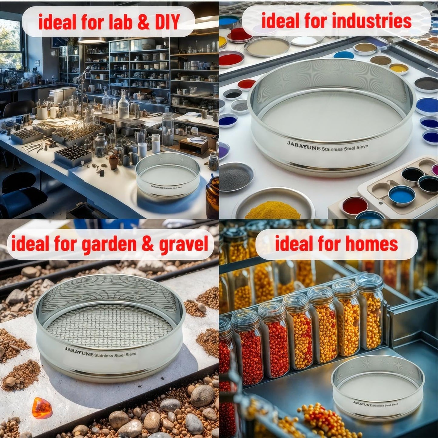 18 Mesh Stainless Steel Lab Sieve, Sturdy 8Inch(20.5cm) Sifter, Fine Mesh Sieve Strainer for Powder Pellet Flour Liquid Filtration-Lab Industrial DIY Household Use