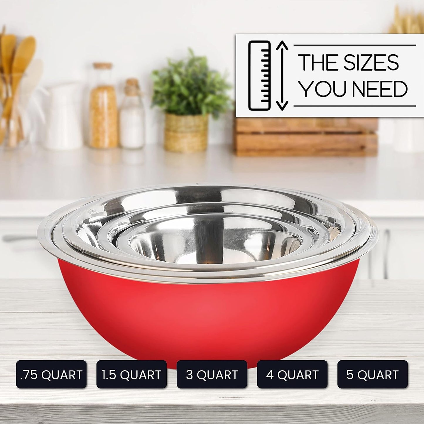 WHYSKO Meal Prep Stainless Steel Mixing Bowl (5-Piece Set) Home, Refrigerator, and Kitchen Food Storage Organizers | Ecofriendly, Heavy Duty, No Lids