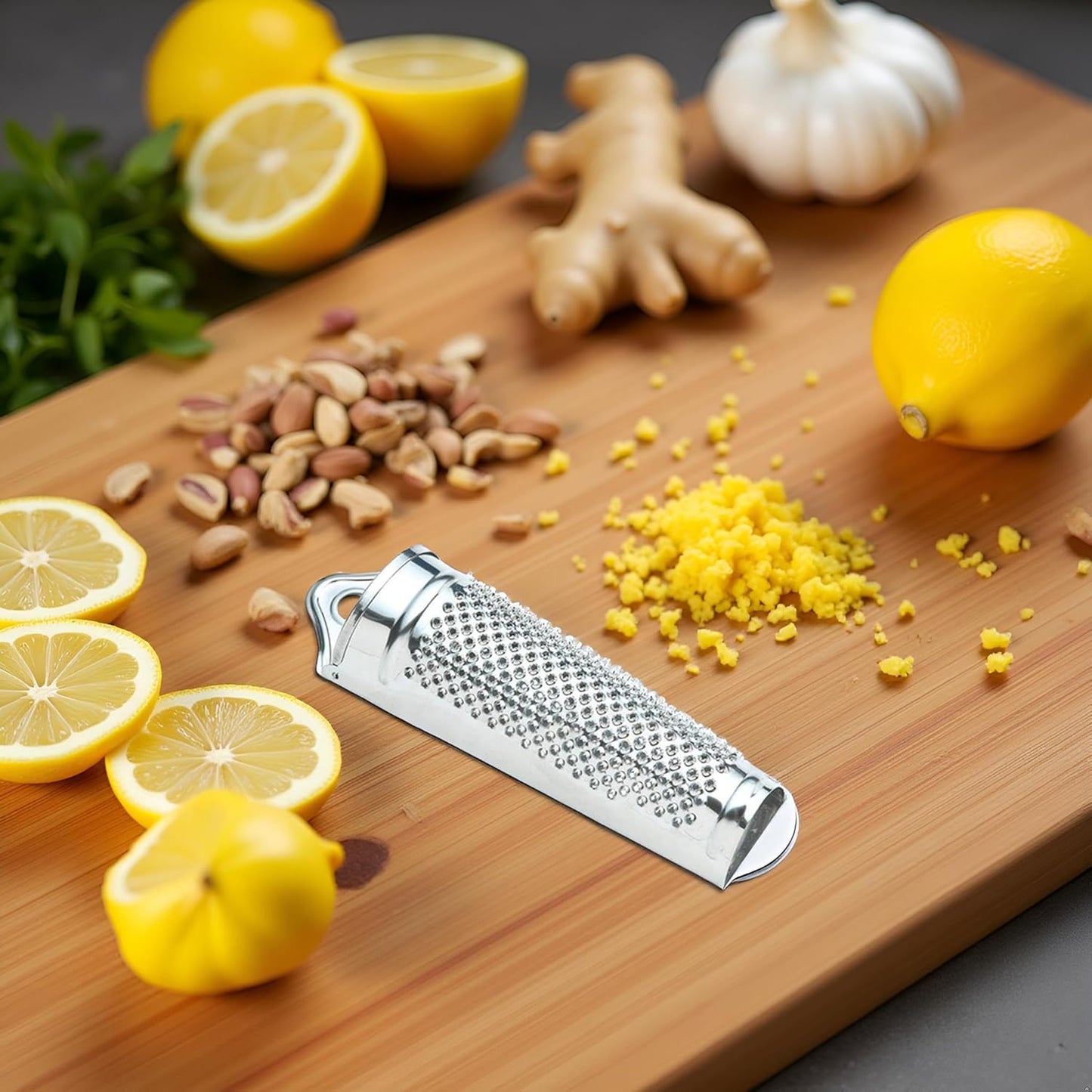 Silver Multifunctional Kitchen Stainless Steel Ginger Garlic Nutmeg Grater Nut Walnut Lemon Hand Planer Tool Lemon ZesterDurable and Professional Kitchen Tool Garlic Presses