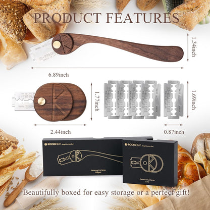 Bench Scraper & Chopper, Stainless Steel Dough Cutter with Wooden Handle, Thick Sharp Blades Pizza Bread Cutter, Multipurpose Kitchen Tool for Baking Cooking