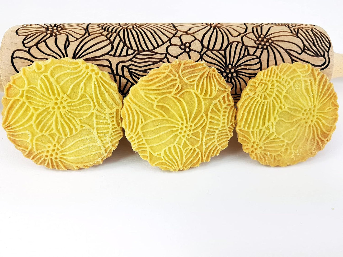 SAKURA TREE Embossing Rolling Pin with Blooming Sakura Flowers Pattern. Dough and Clay Roller for Embossed Cookies Fondant Pottery. Cookie and Ceramic Stamp. Backing Gifts for Women by Algis Crafts