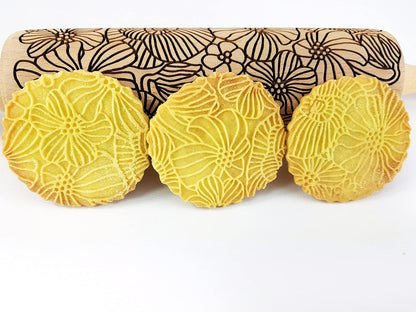 SAKURA TREE Embossing Rolling Pin with Blooming Sakura Flowers Pattern. Dough and Clay Roller for Embossed Cookies Fondant Pottery. Cookie and Ceramic Stamp. Backing Gifts for Women by Algis Crafts