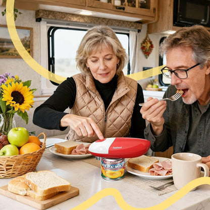 Handsfree One Touch Electric Can Opener, Smooth Edge Automatic Can Opener Fits All Can Sizes, Handheld Battery Operated Easy and Safe Kitchen Gadget for Seniors with Arthritis