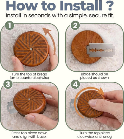 Sourdough Accessories | Seamless Danish Sourdough Bread Whisk, Silicone Dough Scraper & Sourdough Scoring Tool with 5 Blades + Storage Bag (Sourdough bread lame Kit) | Bread baking supplies