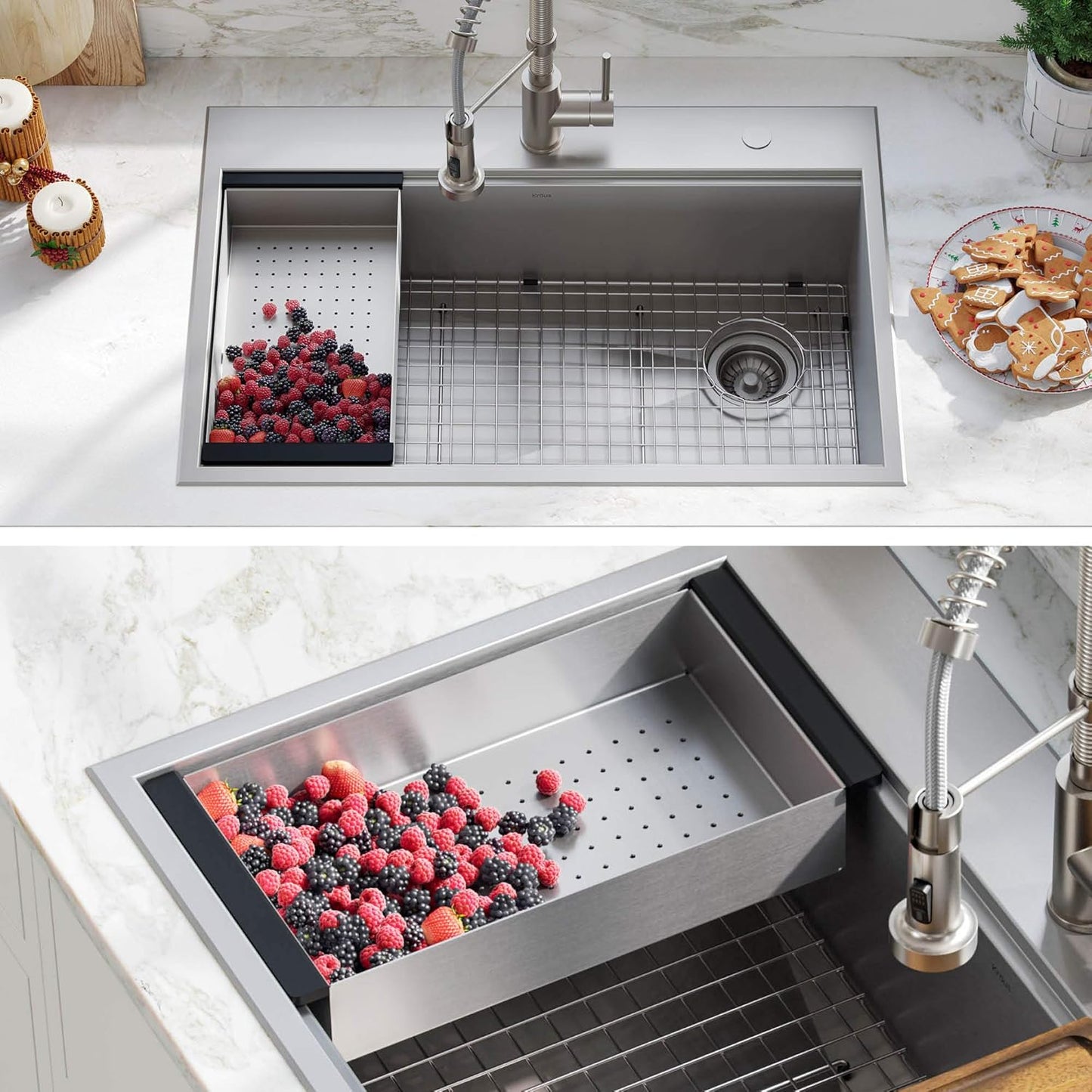 KRAUS Stainless Steel Colander for Workstation Kitchen Sink, CS-6
