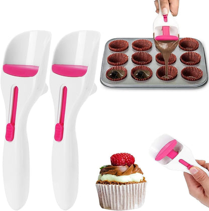 2PCS Cupcake Scoop Sliding Cupcake Batter Dispenser Scoop for Even Portions