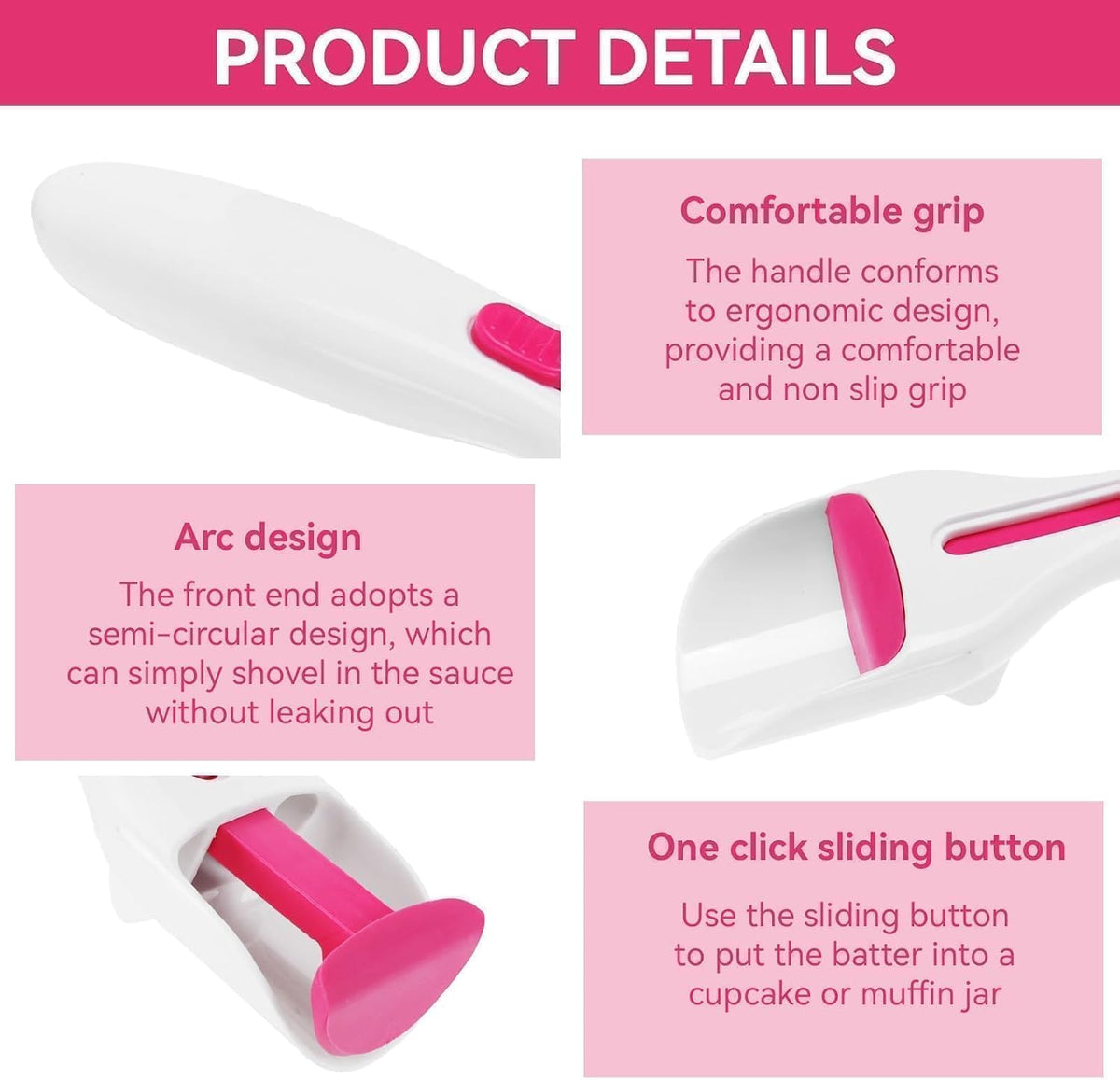 2PCS Cupcake Scoop Sliding Cupcake Batter Dispenser Scoop for Even Portions