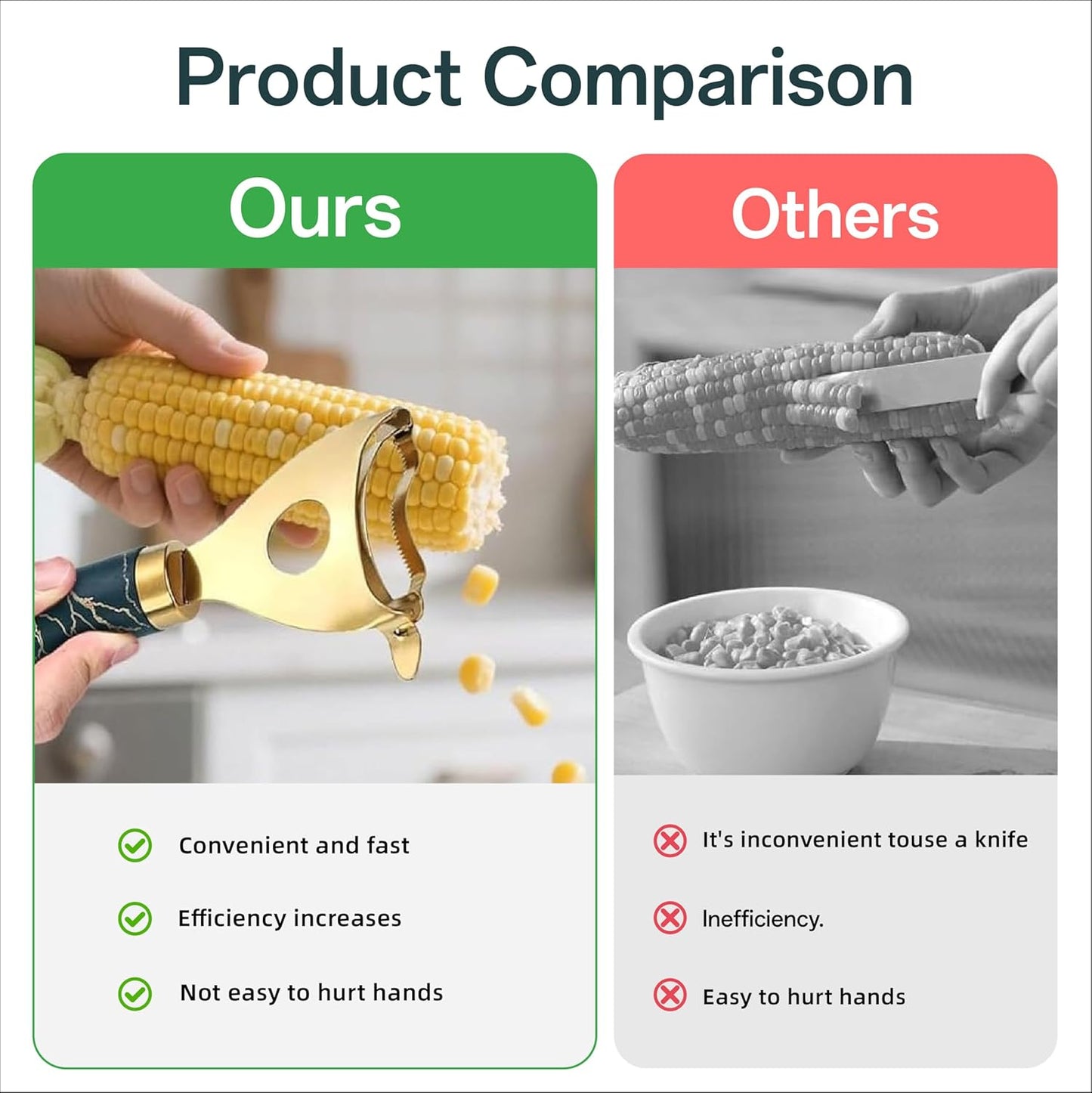 2pc Stainless Steel Corn Peeler & Stripper Tool for Corn on the Cob - Kitchen Gadgets 2026 - Effortless Corn Shucker, Cob Gobbler, Easy Storage