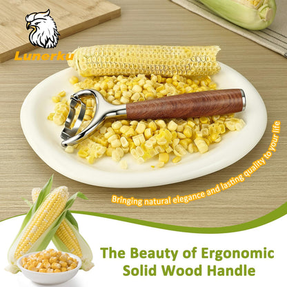 Stainless Steel Corn Peeler, Durable Corn on the Cob Stripper Tool with Solid Wood Good Grip Handle for Salad Polenta Pizza Popcorn Cooking Gifts for Woman Her Mom Birthday (Exotic Ebony)