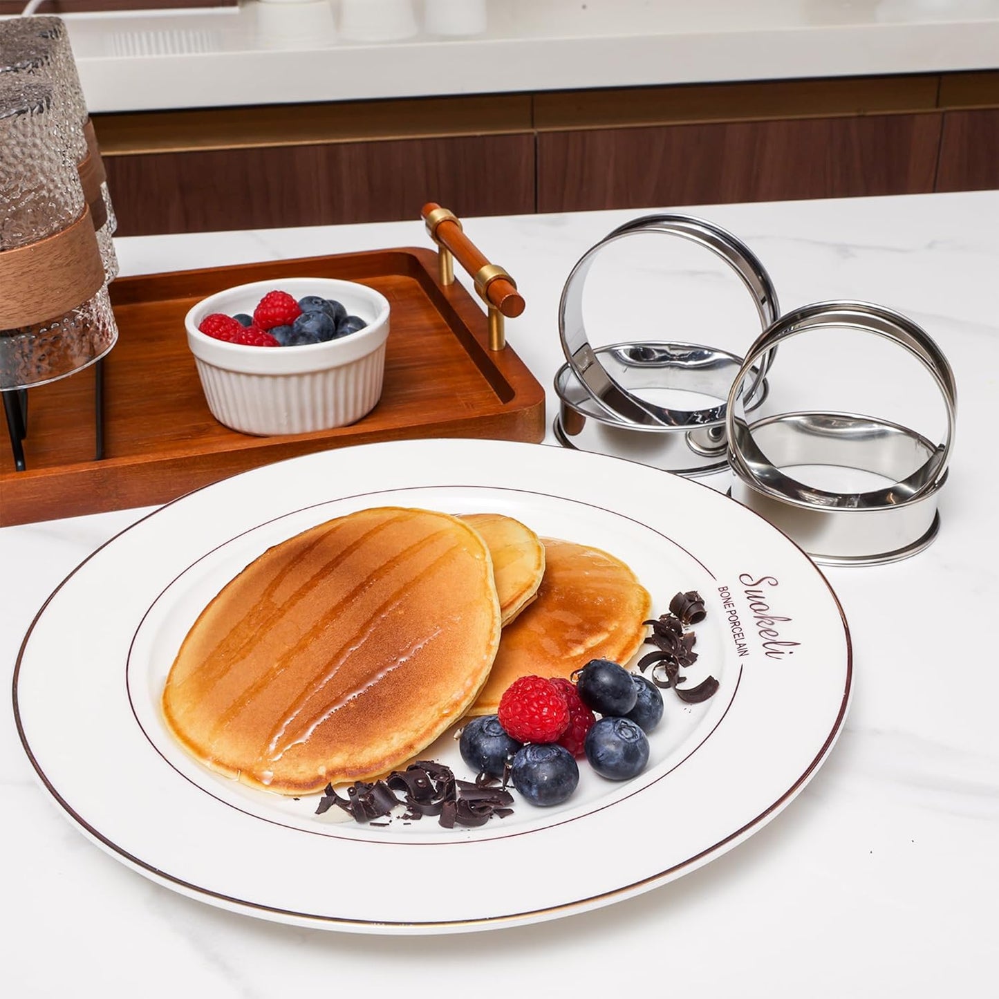 FUNGYAND Pancake Batter Dispenser, 4-Cup Set with Muffin Rings & Spatula - Ideal for Pancakes, Cupcakes, Waffles, and Muffins, Easy Squeeze Handle