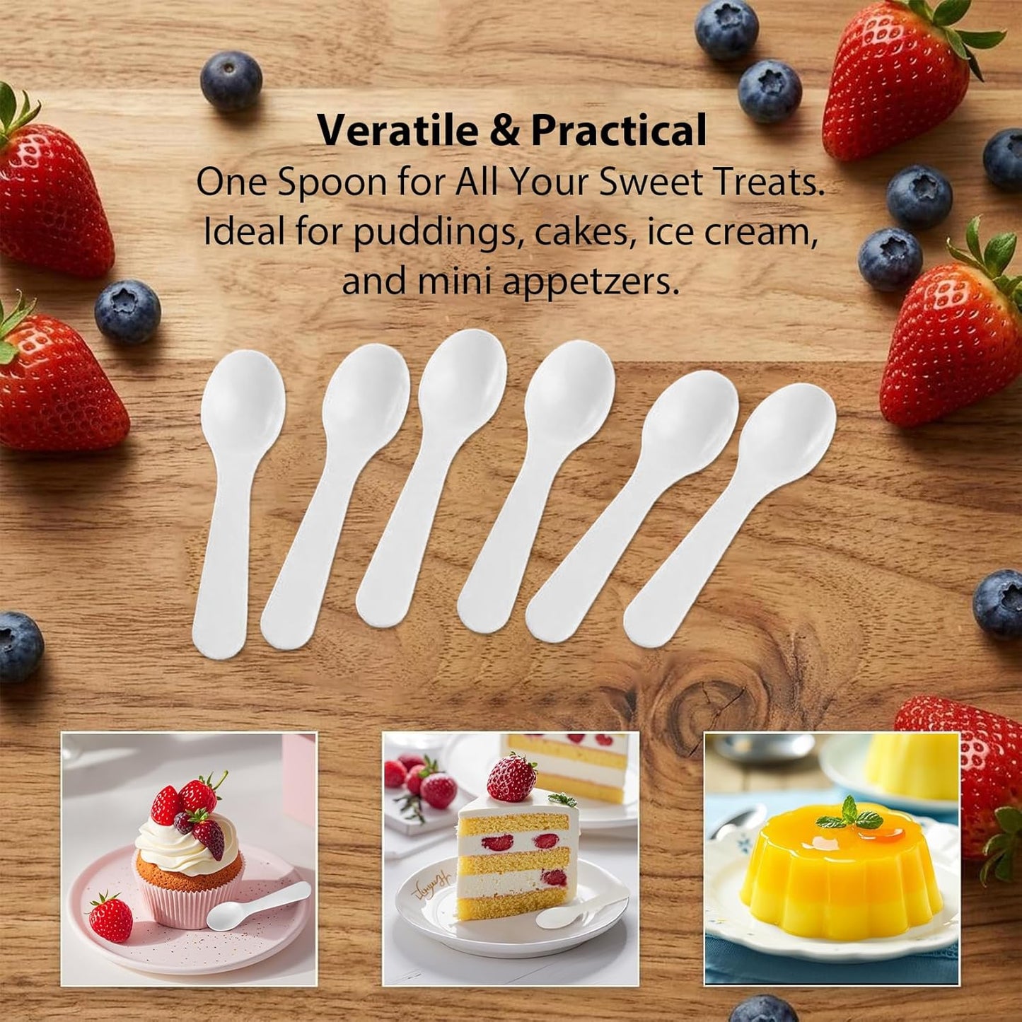 Mini Spoons - 100PCS Tasting Spoons Plastic Disposable Cutlery Small Spoon For Tasting Ice Cream Cake Jelly Pie Yogurt Dessert For Party Celebrations Multi-Color