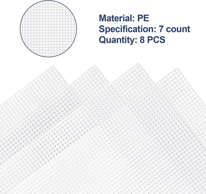 Caydo 2 Pieces 7 Count Plastic Mesh Canvas Sheets for Embroidery, Acrylic Yarn Crafting, Knit Crochet Projects and Make Aquarium Dividers (10.5 X 13.5 Inch)
