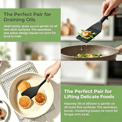 Small Silicone Spatula Set 2 Pack, Heat Resistant Mini Spatula for Non Stick Frying Pan, Flexible Thin Cooking Spatulas for Baking, Cookie & Brownie