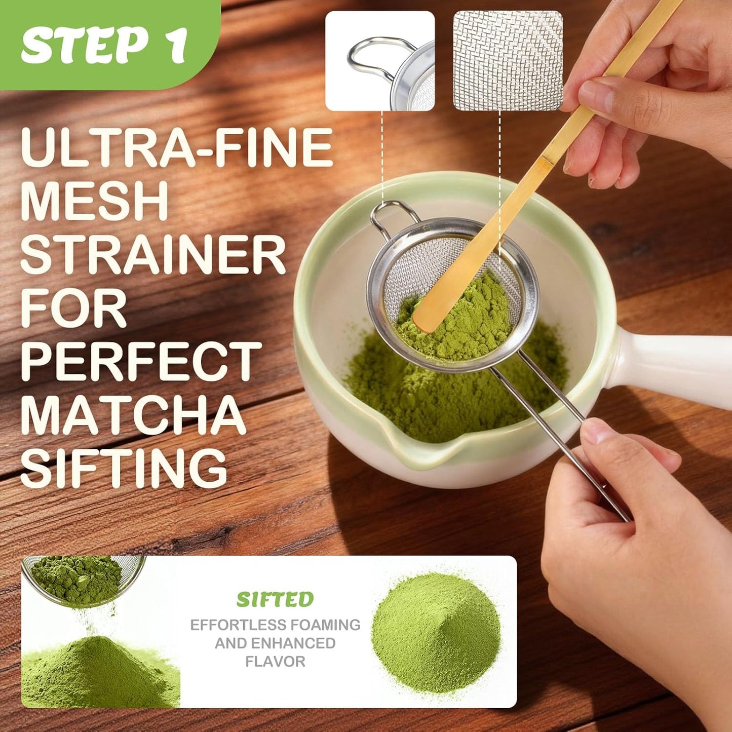 Matcha Whisk Set, Matcha Set Home and Kitchen, Matcha Kit Handled Matcha Bowl Tea Set, Christmas Gifts for Women Mom, Kitchen Decor And Accessories, Matcha Sifter Tea Cup Set Christmas Kitchen Decor
