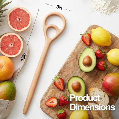 2 Pack Wooden Danish Dough Whisk, 12.6 Inch Seamless Sourdough Mixer Tool, Bread Whisk for Mixing Pizza Pastry, Danish Dough Hook & Spurtle for Sourdough Starter Stirring