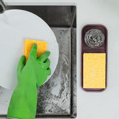 Zulay Kitchen (9x3.5in Sponge Holder for Kitchen Sink - Flexible Heavy-duty Multipurpose Sink Caddy - Counter Organizer for Kitchen, Bathroom, Makeup, Trinkets & More! (Grey)