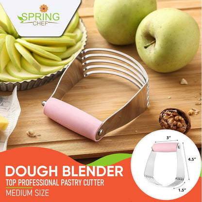 Spring Chef Dough Blender, Top Professional Pastry Cutter with Heavy Duty Stainless Steel Blades, Medium Size, Black