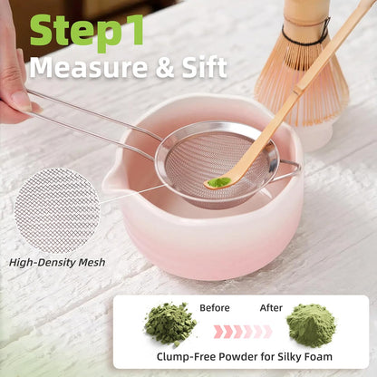 6-Piece Matcha Whisk Set Pink, 18oz Matcha Bowl with Spout, Bamboo Whisk and Chasen Holder, Pink Matcha Kit, Cute Macha Gift Set for Women & Matcha Lovers Starters, Mother's Day Gift