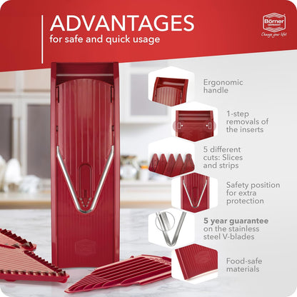 BORNER V Mandoline Slicer Kitchen V1 ClassicLine Starter Set | Vegetable Grater Börner - Quality Made in Germany, Color:Orange