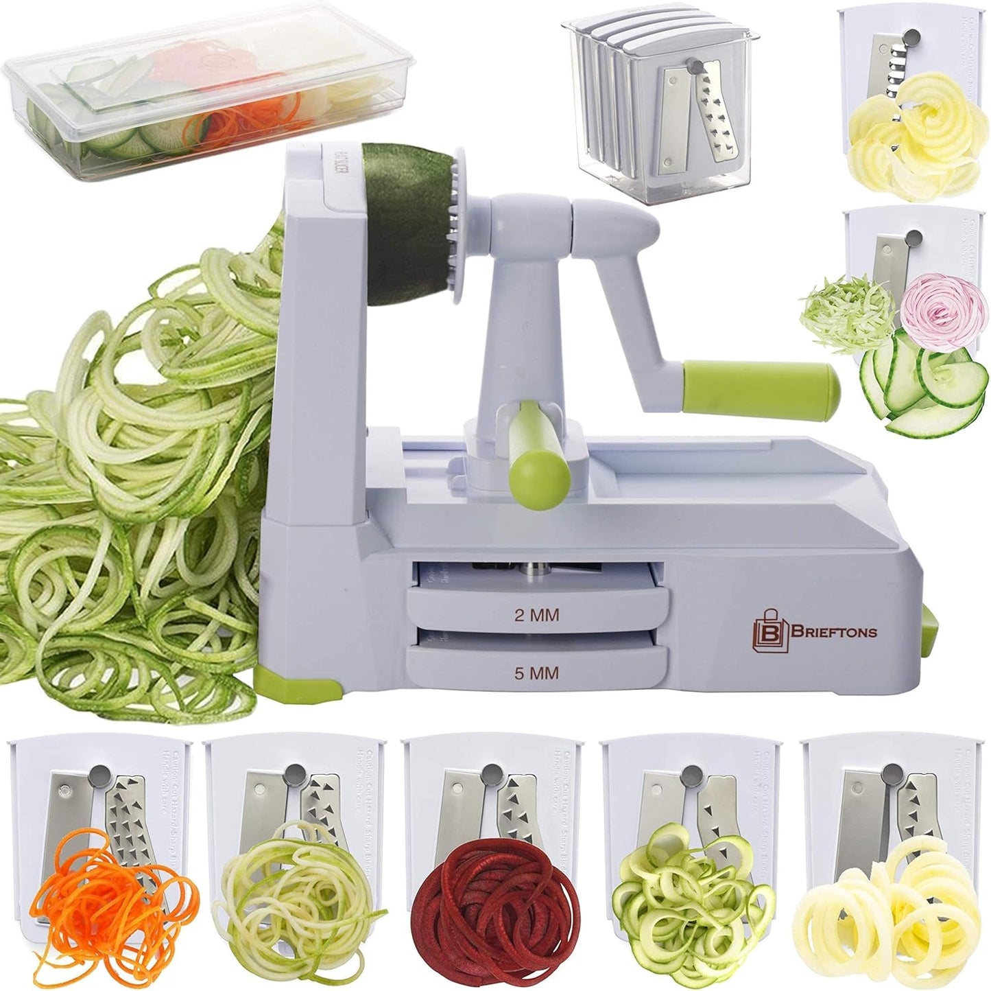 Brieftons 7-Blade Spiralizer & Brieftons QuickPush Food Chopper