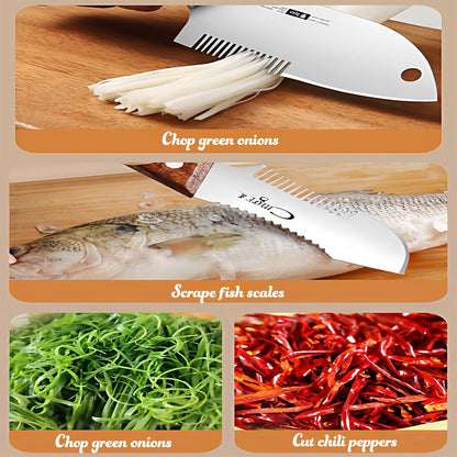 Julienne Slicer Stainless Steel Onion Cutter Scallion Shredder, Vegetable Chopper with Comb Teeth, Kitchen Gadgets (Full Stainless Steel)