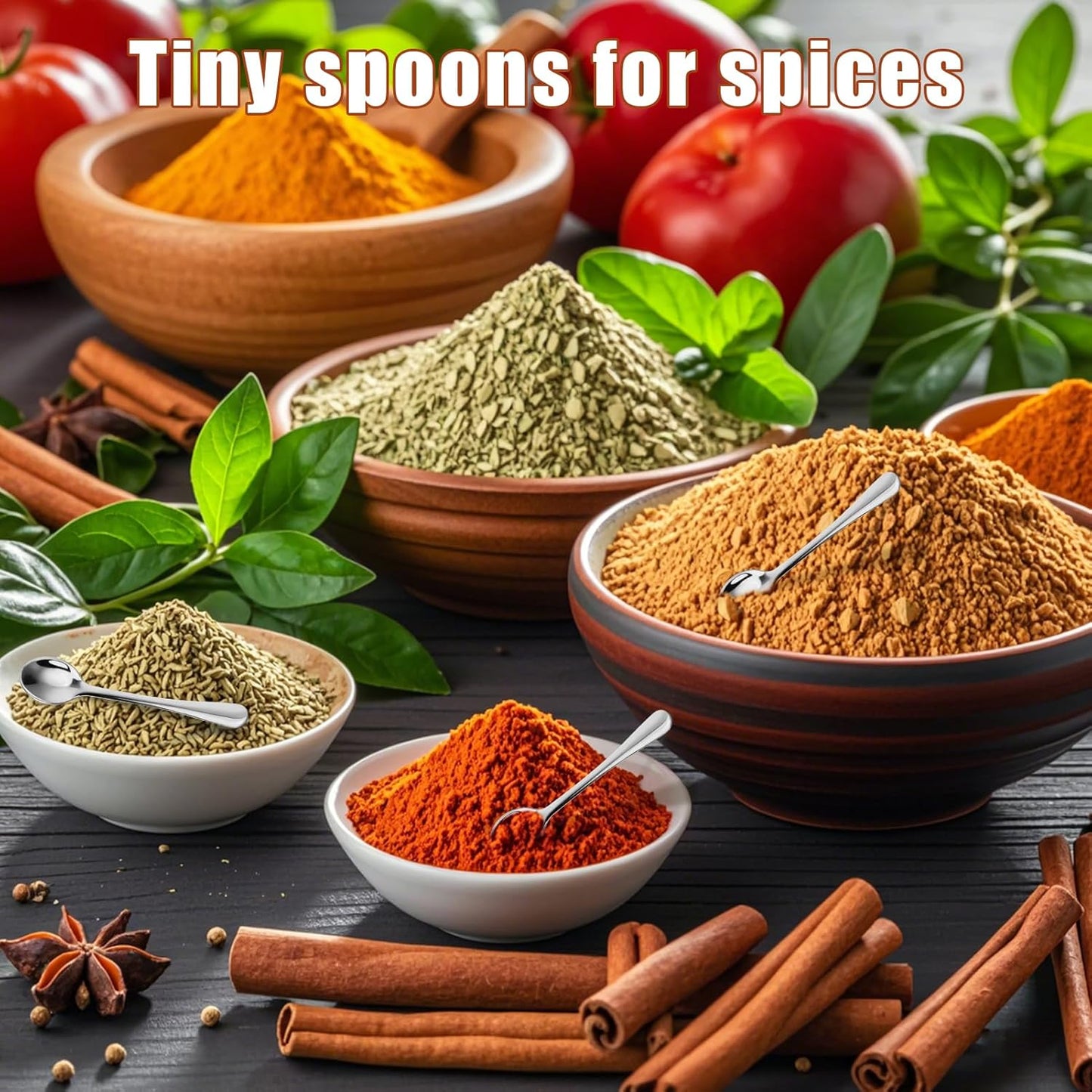 8Pcs Tiny Stainless Steel Spoons for Spices Jars, 2.9 Inch Mini Condiment Spoons, Silverware for Spice, Salt, Seasoning, Honey, Sugar