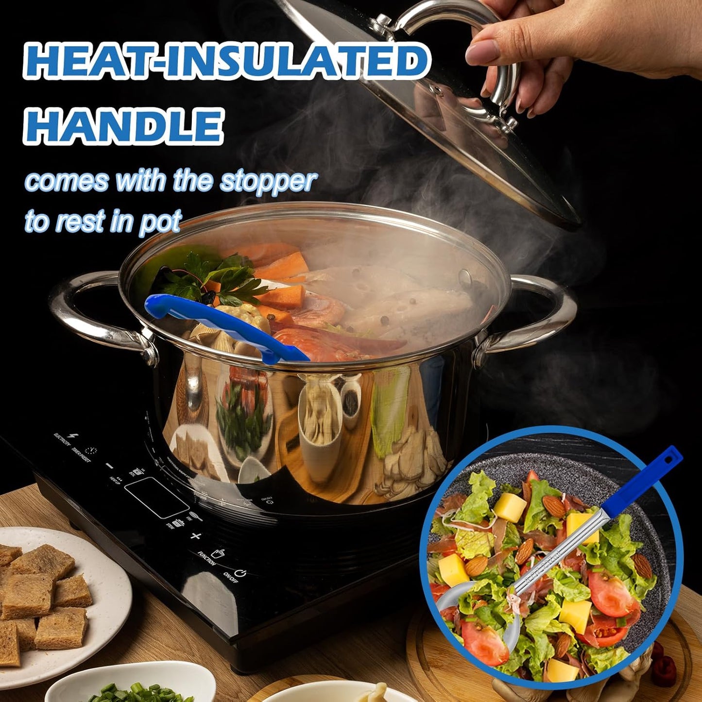 2 Pcs Dog Food Scoop Long Handled Scoops 3/4 Cup Stainless Steel Measuring Cups Portion Control Serving Spoons for Dogs Cats Birds and Rabbits Pet Food Feeding Scoop (3/4 Cup)