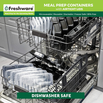 Freshware Meal Prep Bowl Containers [30 Pack] Plastic Bowls with Lids for Soup and Salad, Food Storage Bento Box, BPA Free, Stackable, Lunch Boxes, Microwave/Dishwasher/Freezer Safe (28 oz)
