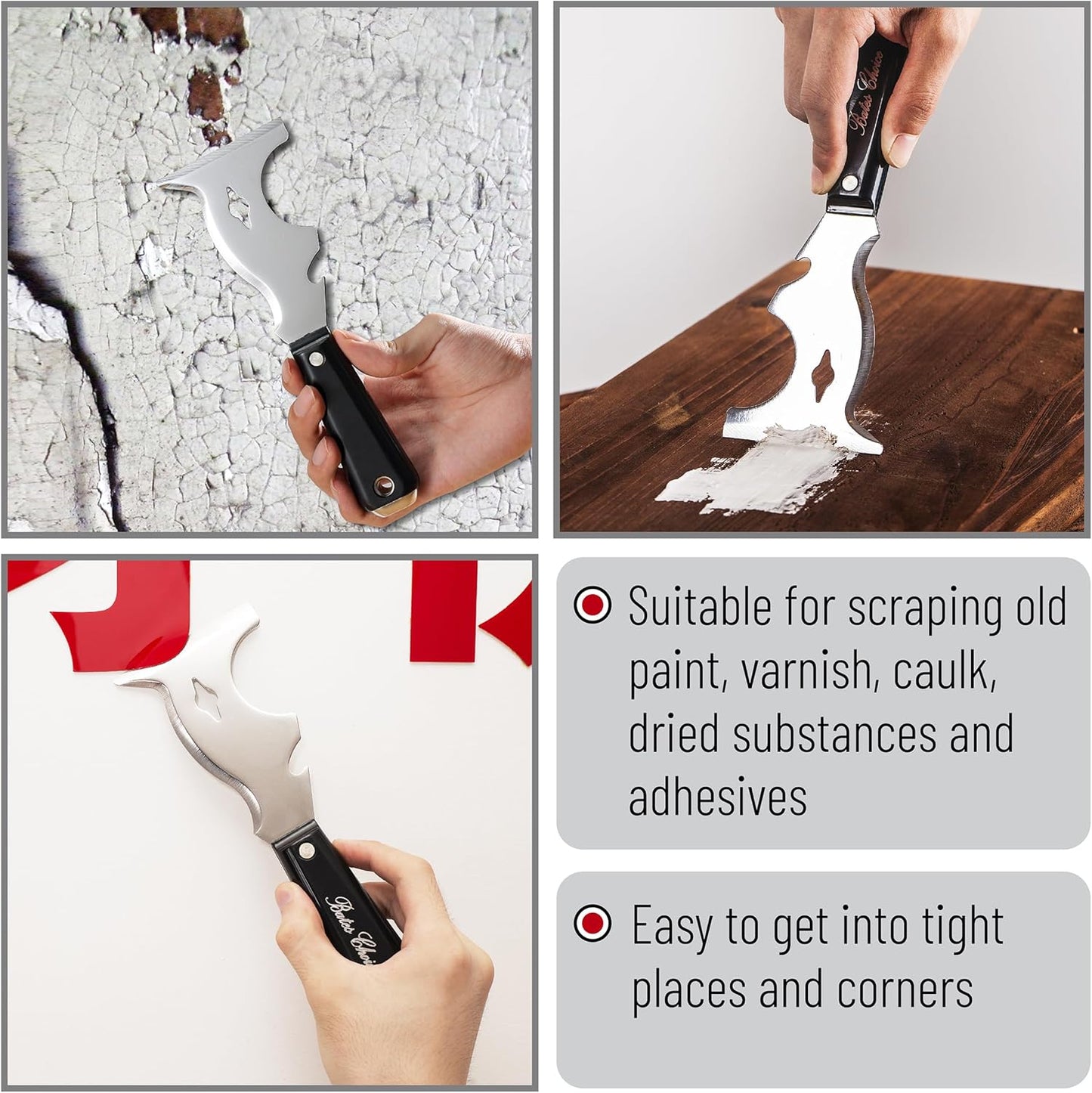 Bates- Paint Scraper, 10 in 1 Painters Tool, Paint Scrapers for Wood, Painters Tool, Painters Knife, Paint Scraper for Painting, Putty Knife, Metal Scraper, Spackle Tool, Putty Scraper, Knife Scraper