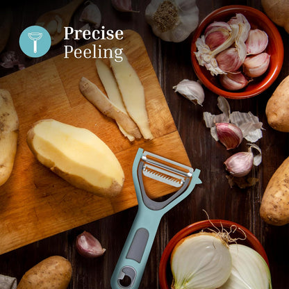 Swivel Vegetable Peeler with Built-in Eye Remover – Stainless Steel Blade with Comfortable Handle, Fruit and Vegetable Slicer, Potato and Carrot Cutter – Kitchen Tools & Accessories – Blue