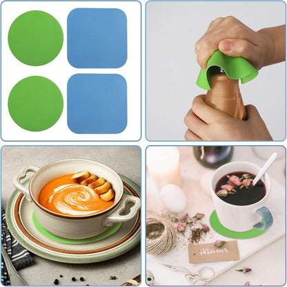 LUTER 4pcs Jar Opener, Rubber, Multi-function Silicone Bottle Opener for Seniors with Weak Hands Lid Cap Gripper Pads Kitchen Coasters Gadgets(Light Blue, Green)