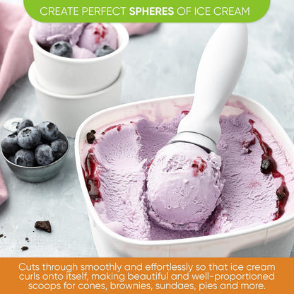 Spring Chef Heavy Duty Ice Cream Scoop with Comfortable Handle - Professional Ice Cream Scooper for Gelato, Sorbet, Cookie Dough, Melon, Frozen Yogurt - Dishwasher Safe Metal Kitchen Tool - Black