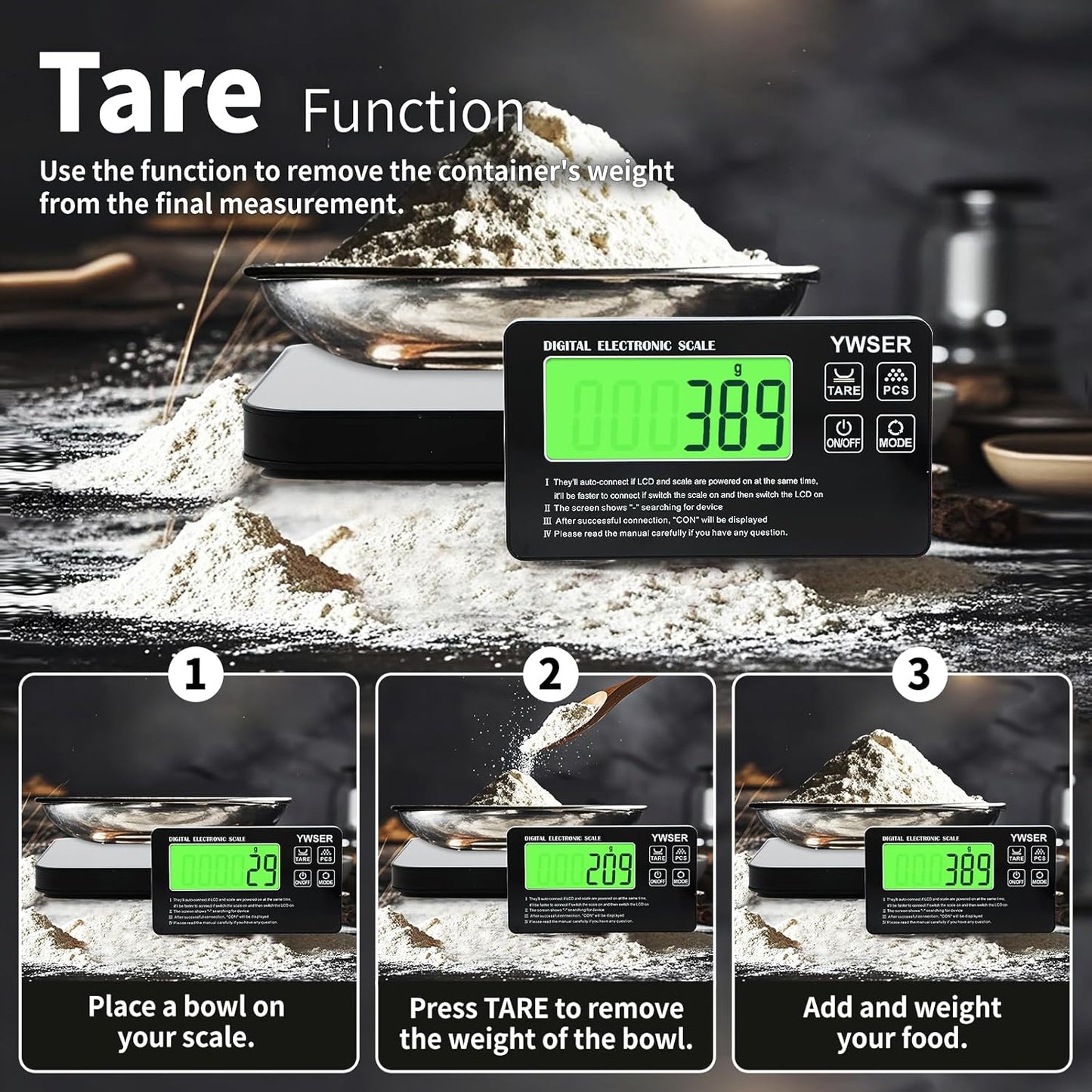33lb Wireless Magnetic Digital Kitchen Scale with Remote LCD Display, Split-Designed for Easy Cleaning, 0.1oz/1g Precision, 7 Units, Tare Function for Baking, Cooking, Meal Prep