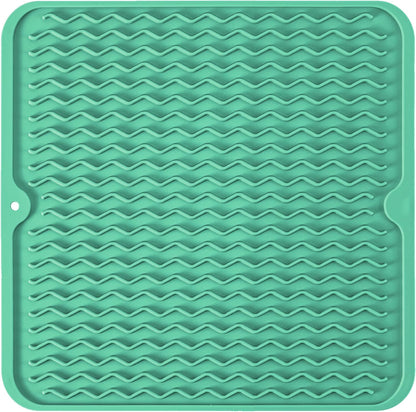 Large 17" x 14" Silicone Dish Drying Mat for Kitchen Counter, Easy clean, Quick Dry, Heat-resistant Dish Drainer Mat for Sink,Refrigerator or Drawer liner (Food Grade Silicone-Black)