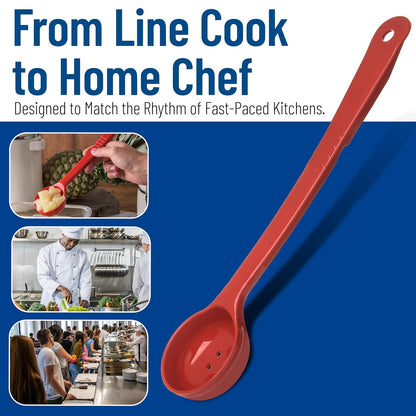 Carlisle FoodService Products 399214 Solid Long Handle Portion Control Spoon, 8 oz, Blue