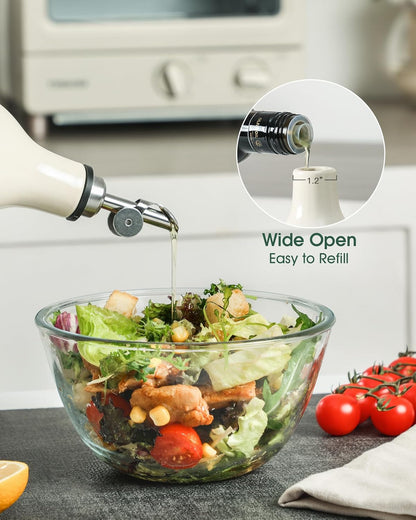 FE FUN ELEMENTS Olive Oil Dispenser Bottle, 19 oz Oil Dispenser for Kitchen and Vinegar Dispenser Bottle, Suitable for Vinegar, Coffee Syrups & Other Liquids, Off White