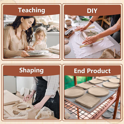 Sasylvia 10 Pcs Pottery Rolling Pin Guides Wood Teaching Rolling Mud Stick Guide Set Polymer Clay Depth Guide Pottery Tools Clay Mudboard Tools (5 Size,Wood Color)