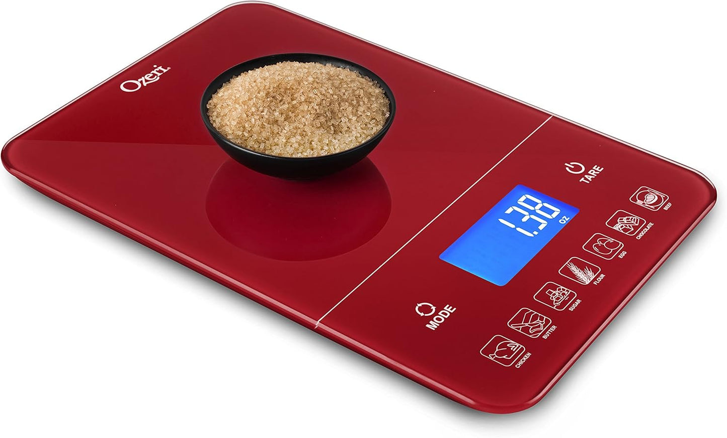 Ozeri Touch III Digital Kitchen Scale with Calorie Counter, 22 lbs (10 kg), Calla Green