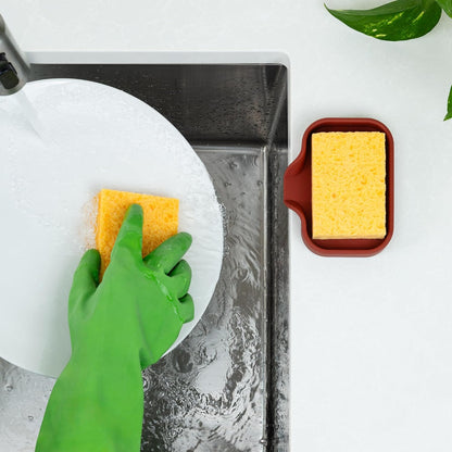 Zulay Kitchen (9x3.5in Sponge Holder for Kitchen Sink - Flexible Heavy-duty Multipurpose Sink Caddy - Counter Organizer for Kitchen, Bathroom, Makeup, Trinkets & More! (Grey)