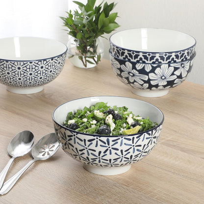 Gibson Home Extra Large Serving Bowls Set of 2-100 oz 10-Inch White Porcelain Salad Bowl Set, Stackable Ceramic Kitchen Bowls, Dishwasher & Microwave Safe