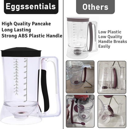 Eggssentials - Pancake Batter Dispenser with 5-Cup Capacity - Waffle Batter Dispenser for Pancakes, Cupcakes & Crepes, Easy-Squeeze Handle, Dishwasher Safe - Black Pancake Dispenser