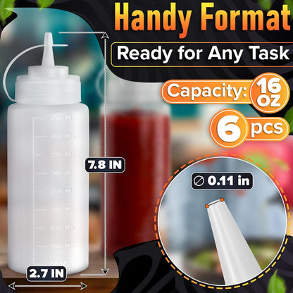 Set of 3 Inverted Condiment Squeeze Bottles 16 oz – Upgraded Design with Added Sealing Gaskets, Self-Closing Valve, Easy-to-Fill Clear Bottles for Sauces, Dressings, Ketchup, Mustard for Everyday Use