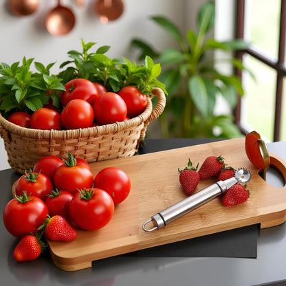 Stainless Steel Strawberry Huller and Tomato Stem Corer Tool Multi-Function Stainless Corer and Pitter Remover for Strawberry,Tomato,Vegetable and Fruit Corer Practical Kitchen Tool